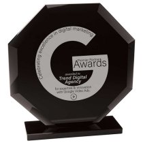 Octave Engraved Glass Trophy | Jet Black | 190mm | G9