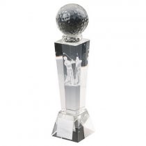 Crystal Golf Trophy with 3D Male Golfer inside (In Presentation Case) | 160mm | S20