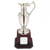 Nickel Plated Claret Jug on Tall Wood Plinth | 360mm | T.7563