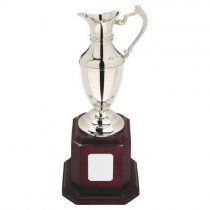 Nickel Plated Claret Jug on Tall Wood Plinth | 305mm | T.7563