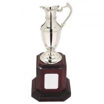 Nickel Plated Claret Jug on Tall Wood Plinth | 280mm | T.7562