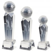 Crystal Golf Trophy with 3D Golf Image (In Presentation Case) | 210mm | S48