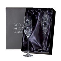 Diamante Flutes with Swarovski Crystal | Royal Scot Crystal | Boxed Pair |