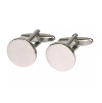 Cufflinks | Plain Round | Rhodium plate