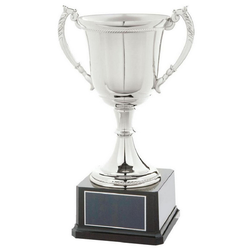 Nickel Plated Trophy Cup on Black Weighted Base | 325mm | B65