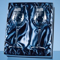 Wine Glasses Diamante Kiss Cut Silk Line Presentation Box