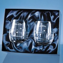 2 Diamante Whisky Tumblers with Spiral Design