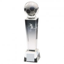 3D Crystal Column Football Trophy | Image inside | 165mm | S20