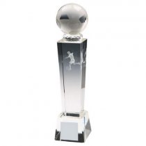 3D Crystal Column Football Trophy | Image inside | 180mm | S20