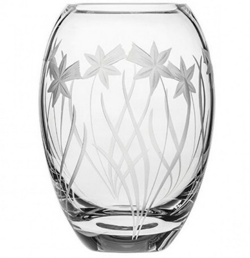 Royal Scot Barrel Vase | British Hand Cut | Medium Daffodil Design | 180mm | GE