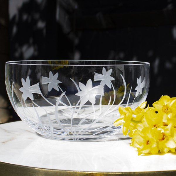 Royal Scot Crystal Daffodils Design | Fruit Salad Bowl | 190mm | GE