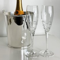 Flute Champagne Glass | Skye Design | Royal Scot Crystal Hand Cut | Boxed Pair