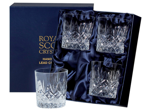 Royal Scot Edinburgh Crystal | Large Tumblers | Box of 4 | Personalised Box | G18