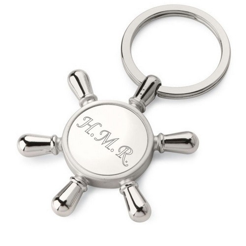 Ships Wheel Key Chain | Silver Plate