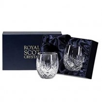Royal Scot Edinburgh Crystal | Barrel Tumbler | Boxed Pair | Personalised Box