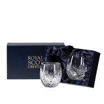 Royal Scot Edinburgh Crystal | Barrel Tumbler | Boxed Pair | Personalised Box