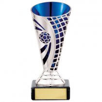 Defender Football Trophy Cup | Silver & Blue | 140mm | S7