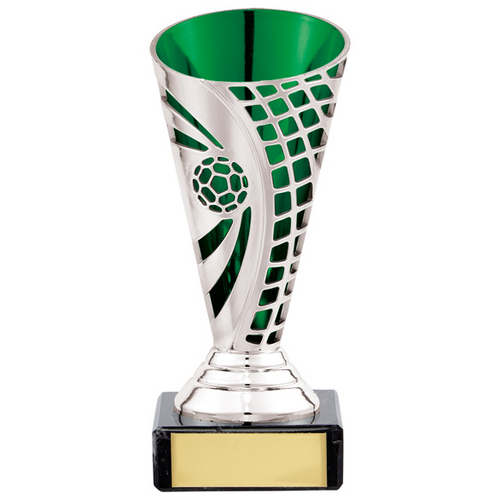 Defender Football Trophy Cup | Silver & Green | 140mm | S7