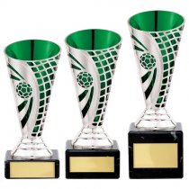 Defender Football Trophy Cup | Silver & Green | 140mm | S7