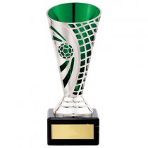 Defender Football Trophy Cup | Silver & Green | 150mm | S24