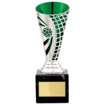 Defender Football Trophy Cup | Silver & Green | 170mm | E4294C