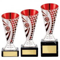 Defender Football Trophy Cup | Silver & Red | 140mm | S7