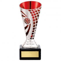 Defender Football Trophy Cup | Silver & Red | 150mm | S24
