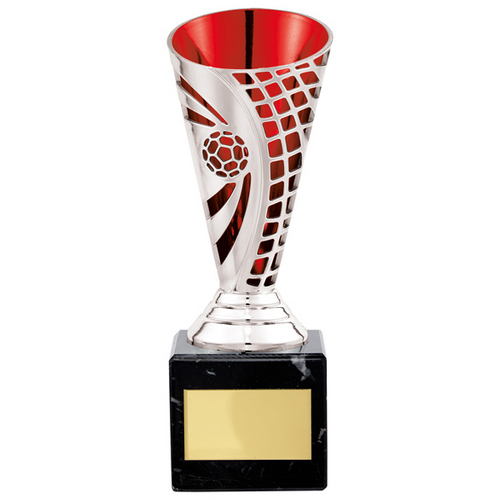 Defender Football Trophy Cup | Silver & Red | 170mm | E4294B