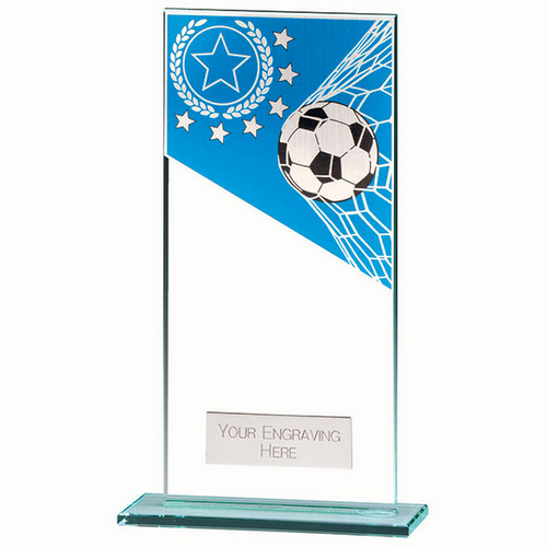 Mustang Football Blue Jade Glass Trophy | 180mm |