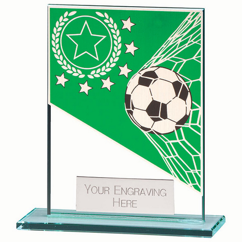 Mustang Football Green Jade Glass Trophy | 110mm |