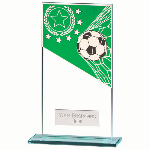 Mustang Football Green Jade Glass Trophy | 160mm |