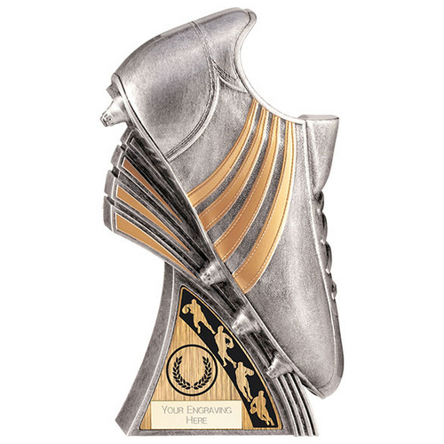 Power Boot Heavyweight Rugby Trophy | Antique Silver | 230mm | G7
