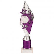 Pizzazz Plastic Tube Trophy | Silver & Purple | 325mm | S7