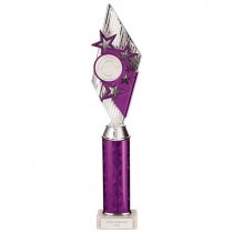 Pizzazz Plastic Tube Trophy | Silver & Purple | 400mm | S7
