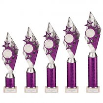 Pizzazz Plastic Tube Trophy | Silver & Purple | 400mm | S7