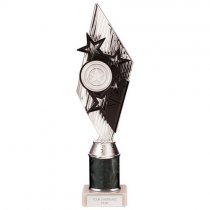 Pizzazz Plastic Tube Trophy | Silver & Black | 325mm | S7