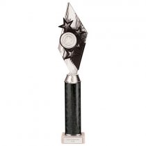 Pizzazz Plastic Tube Trophy | Silver & Black | 425mm | S7
