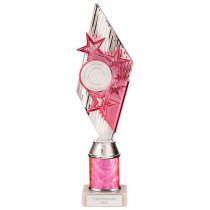 Pizzazz Plastic Tube Trophy | Silver & Pink | 325mm | S7
