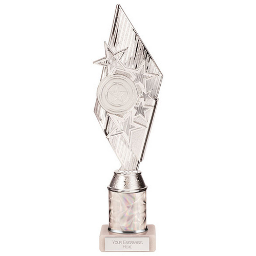 Pizzazz Plastic Tube Trophy | Silver | 325mm | S7