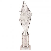 Pizzazz Plastic Tube Trophy Silver | 350mm | S7