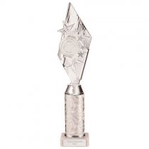 Pizzazz Plastic Tube Trophy Silver | 375mm | S7