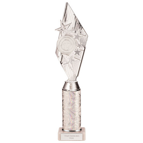Pizzazz Plastic Tube Trophy Silver | 375mm | S7