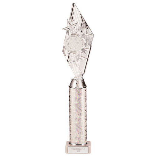 Pizzazz Plastic Tube Trophy Silver | 425mm | S7