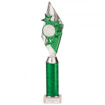 Pizzazz Plastic Tube Trophy | Silver & Green | 400mm | S7