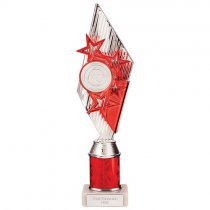 Pizzazz Plastic Tube Trophy | Silver & Red | 325mm | S7