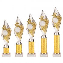 Pizzazz Plastic Tube Trophy | Silver & Gold | 350mm | S7