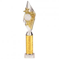 Pizzazz Plastic Tube Trophy | Silver & Gold | 400mm | S7