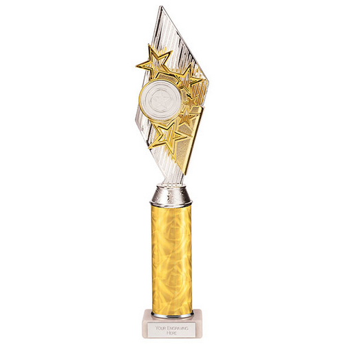 Pizzazz Plastic Tube Trophy | Silver & Gold | 400mm | S7