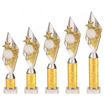 Pizzazz Plastic Tube Trophy | Silver & Gold | 400mm | S7