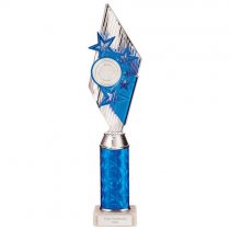 Pizzazz Plastic Tube Trophy | Silver & Blue | 375mm | S7